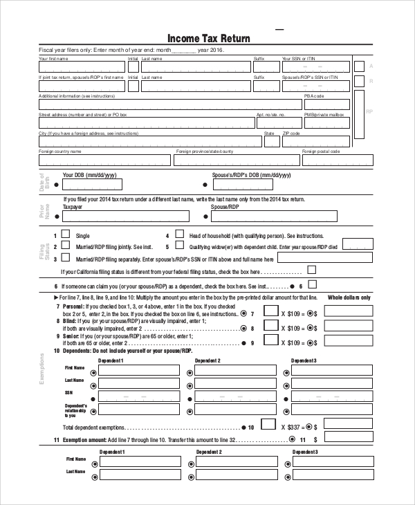 FREE 7 Sample Federal Tax Forms In PDF