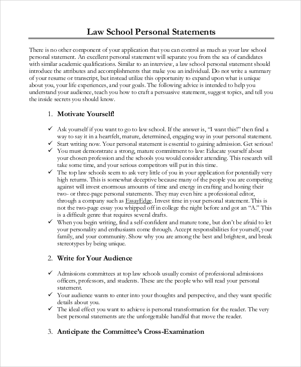 personal statement template for court