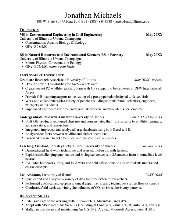 Free 8 Sample Job Resume Templates In Ms Word Pdf 9317