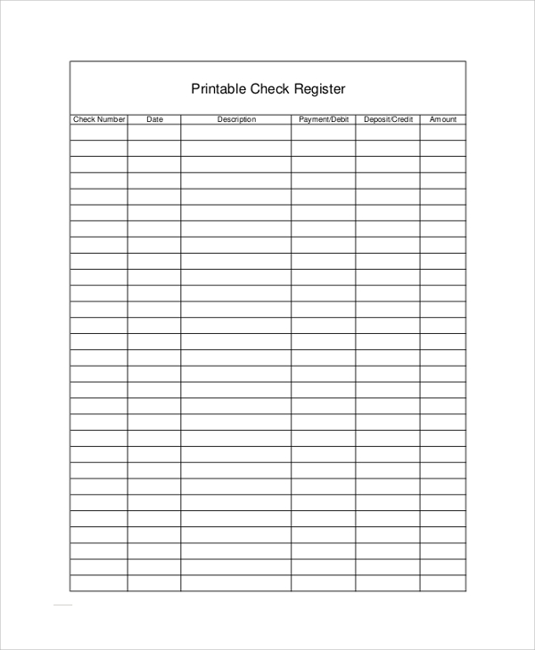 blank printable checkbook register