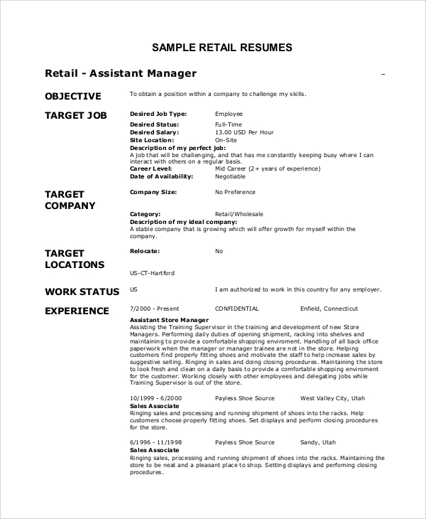 how to write a resume objective for retail store