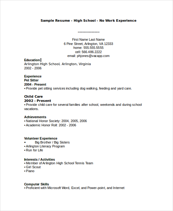 Sample Resume 8 Examples In Word