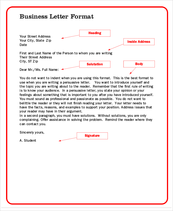 Formal Letter Structure - Letter