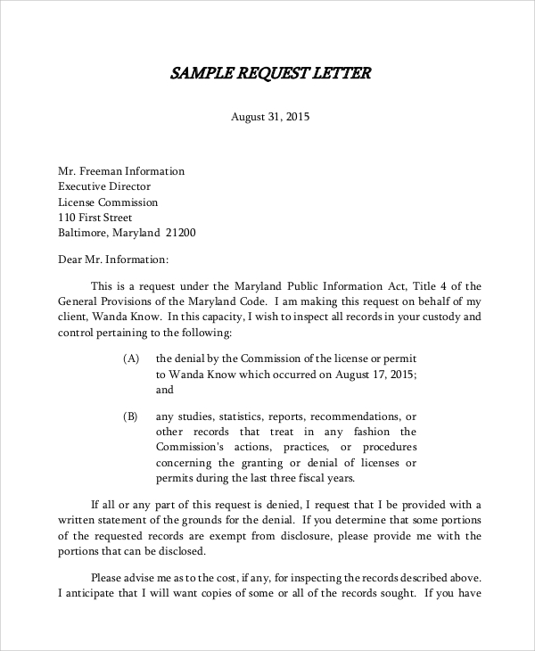 formal request letter format