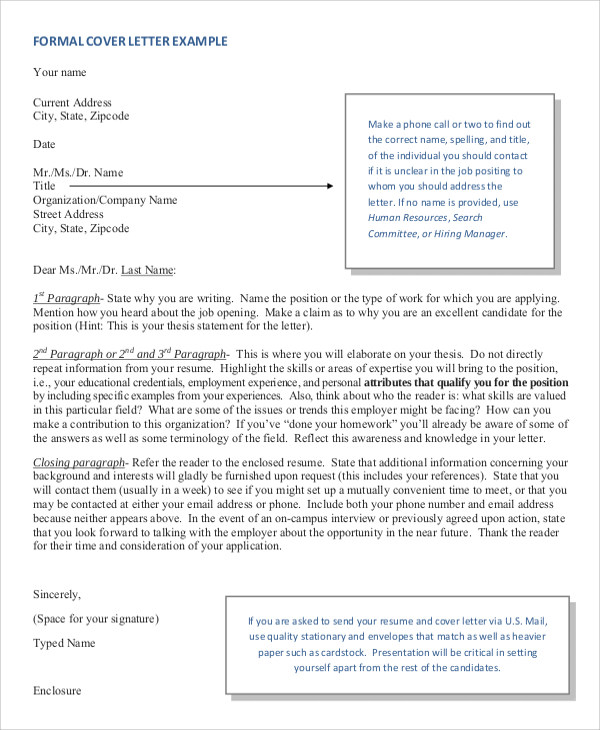 Formal Letter Format 8 Samples Examples In Word Pdf