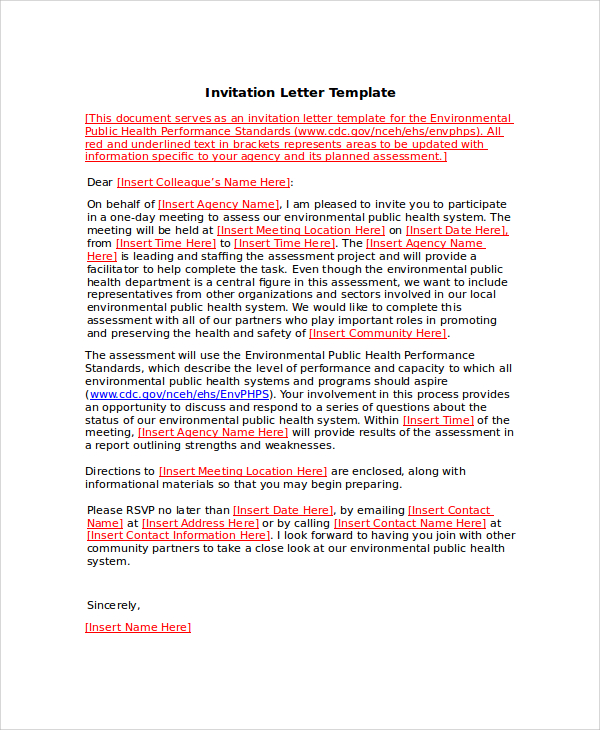 formal invitation letter format