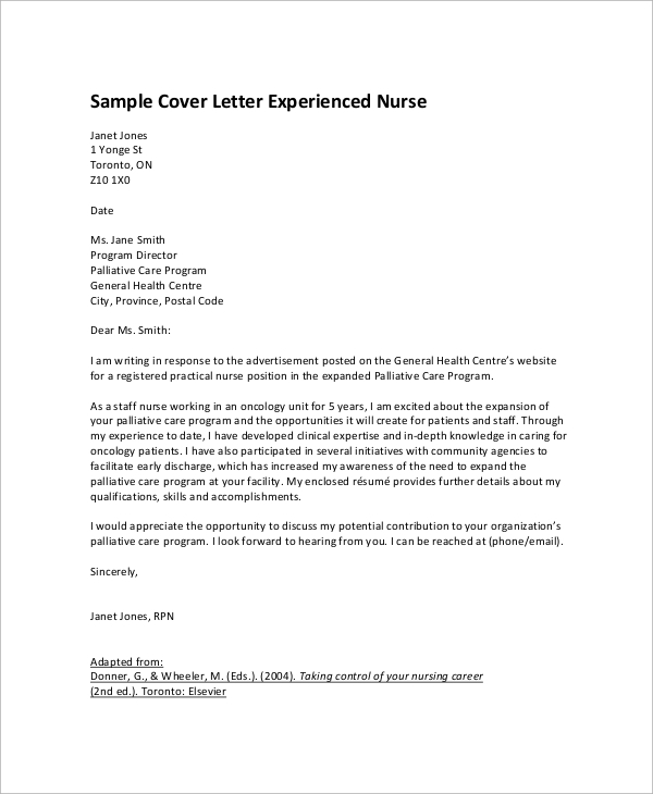 nursing cover letter for resume