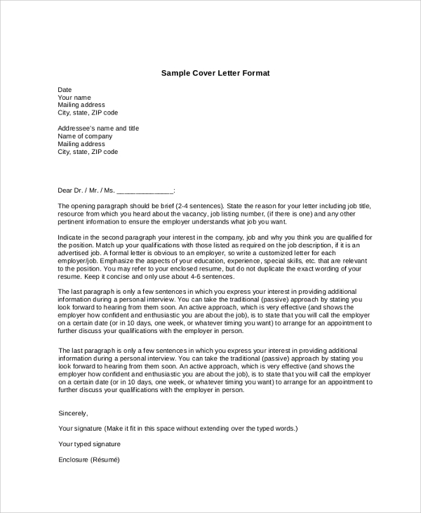 cover letter for resume format