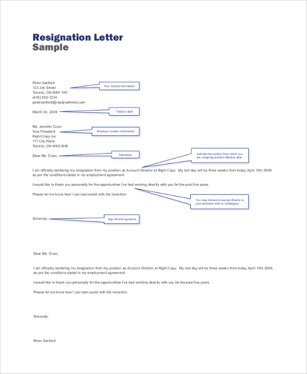 resignation example reason Sample   in Examples Word Resignation  PDF, 9 Letter