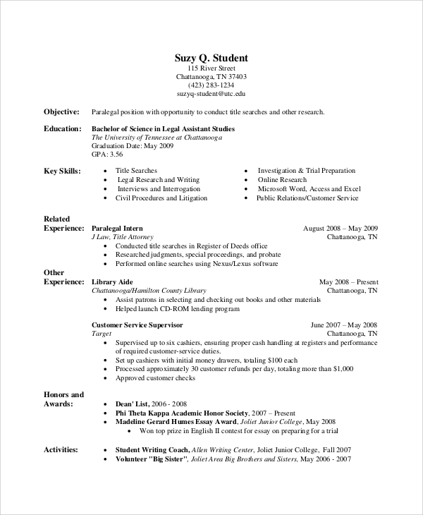 chronological resume format