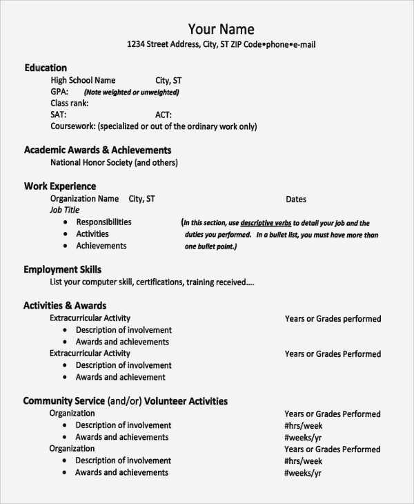 college resume example