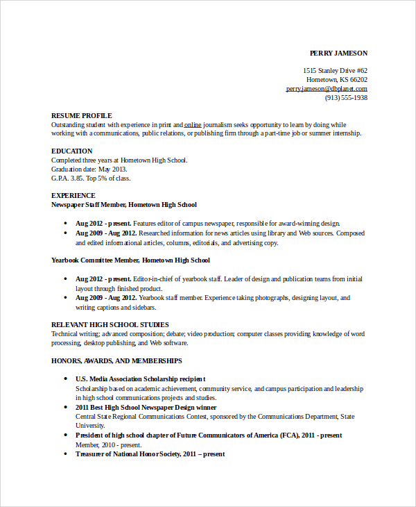FREE 8+ Sample College Resume Templates in PDF | MS Word