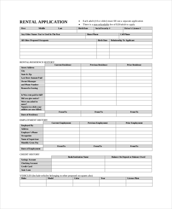 house rental application form1