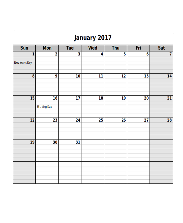 FREE 9 Sample Printable Calendar Templates In MS Word PDF Excel