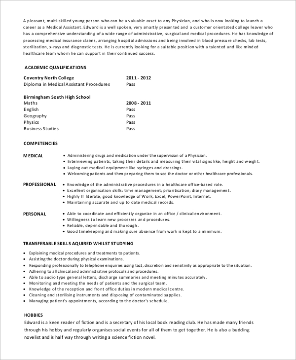 entry level medical assistant resume