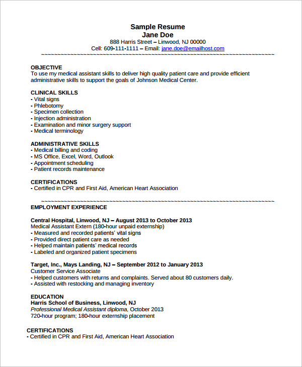 sample medical assistant resume1