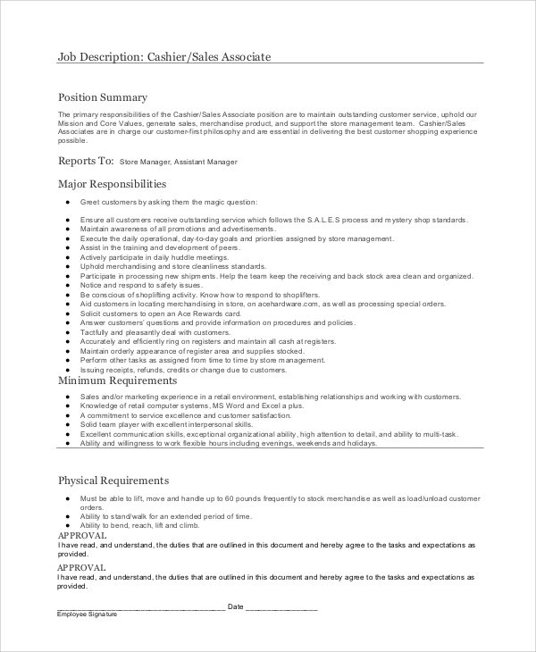 Free 9 Sample Sales Associate Job Description Templates In Pdf Ms Word 1266