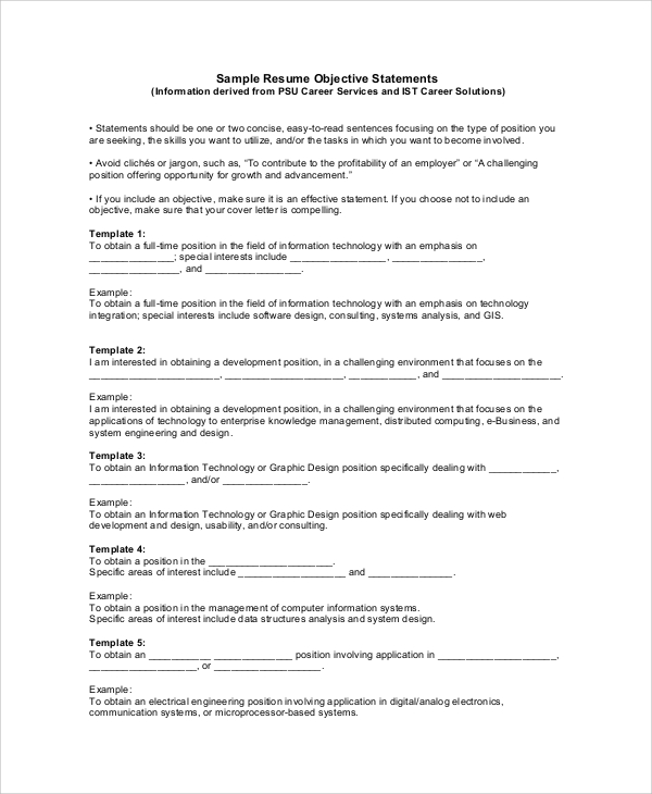 Sample Objective On Resume 8 Examples In Word PDF