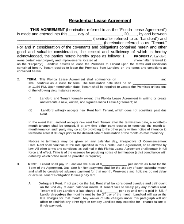 residential lease agreement sample