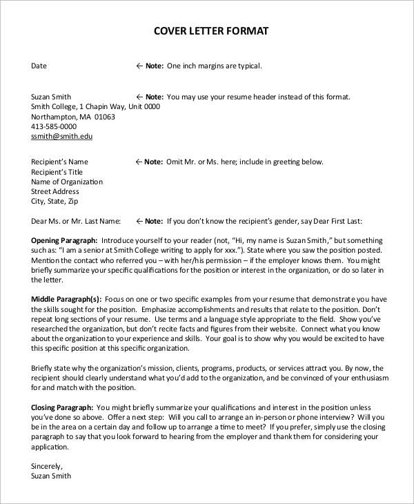 FREE 9+ Sample Cover Letter Templates in PDF | MS Word