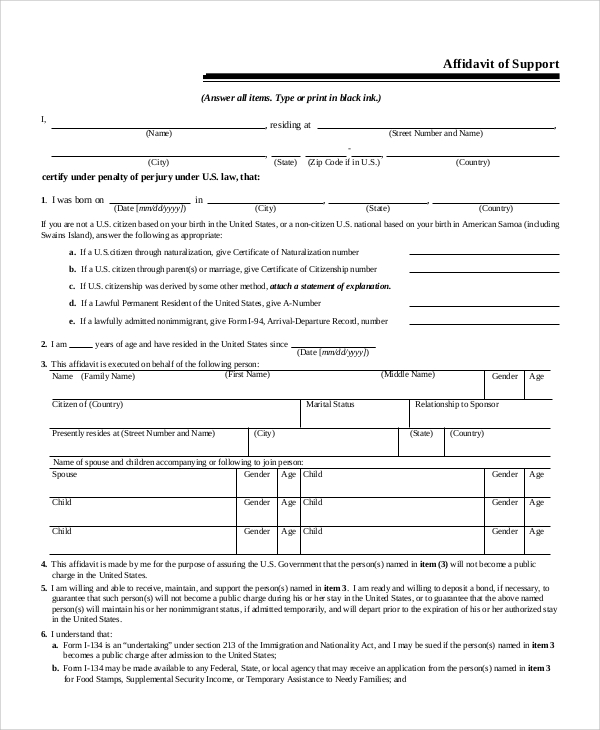 affidavit of support form1