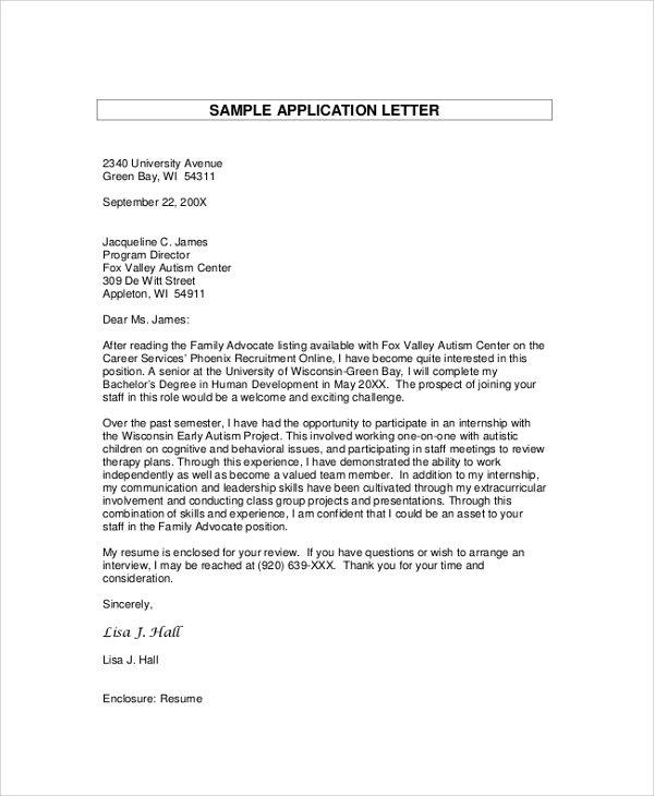 application letter for employment