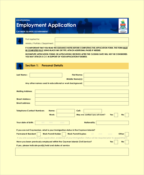 blank application for employment