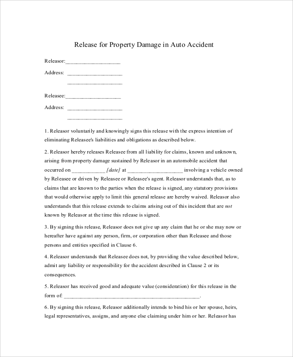 FREE 9+ Sample Release of Liability Forms in PDF MS Word