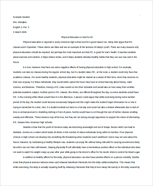 good persuasive essay example