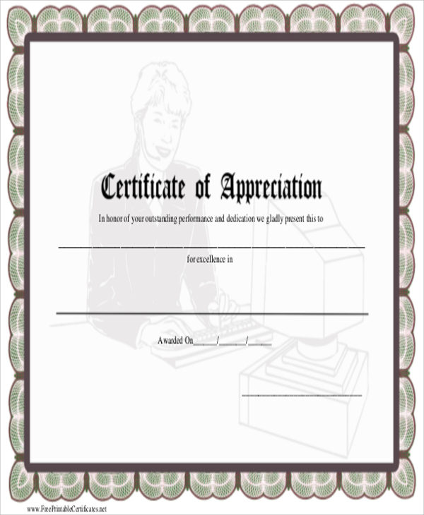 printable certificates of appreciation
