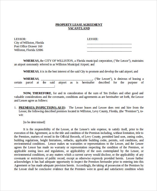 free property lease agreement