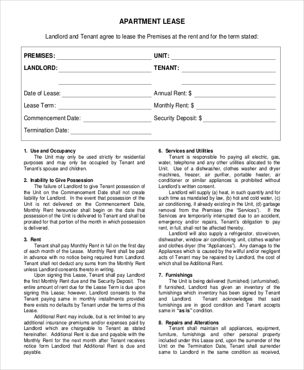 free apartment lease agreement