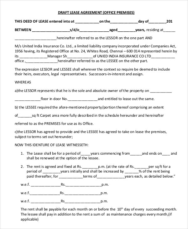 free draft lease agreement