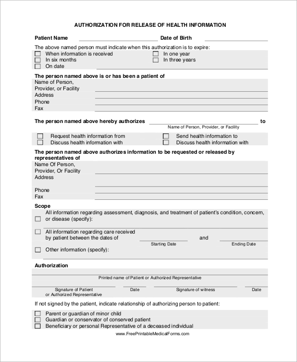 FREE 9 Sample Medical Release Forms In PDF