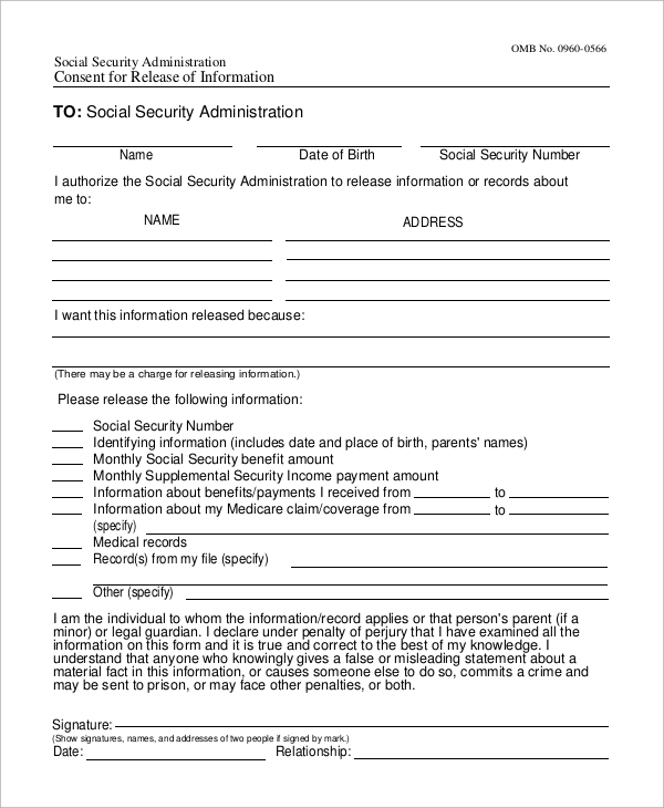 social security medical release form