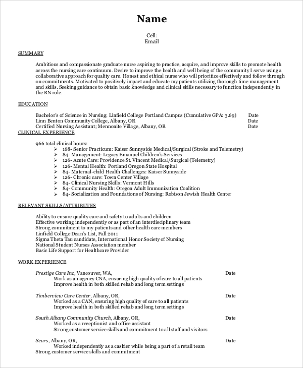 sample nursing resume 9 examples in pdf