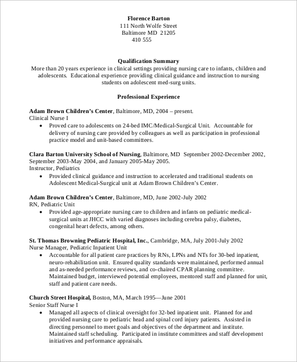 9+ Nursing Resume Samples  Sample Templates