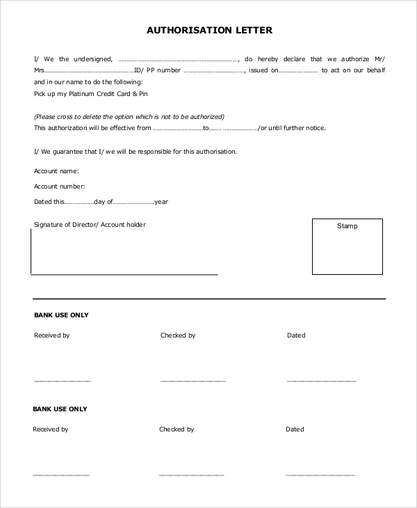 Free 8 Sample Authorization Letter Templates In Pdf