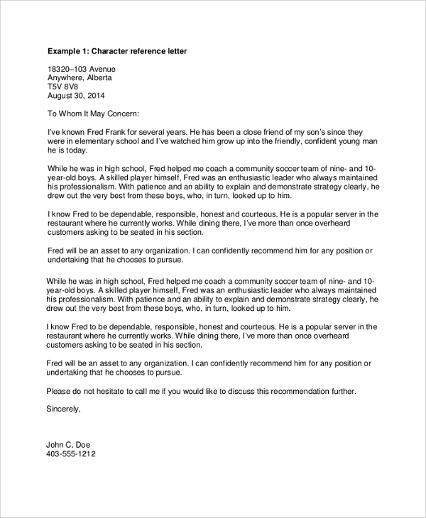 How To Draft A Character Reference Letter