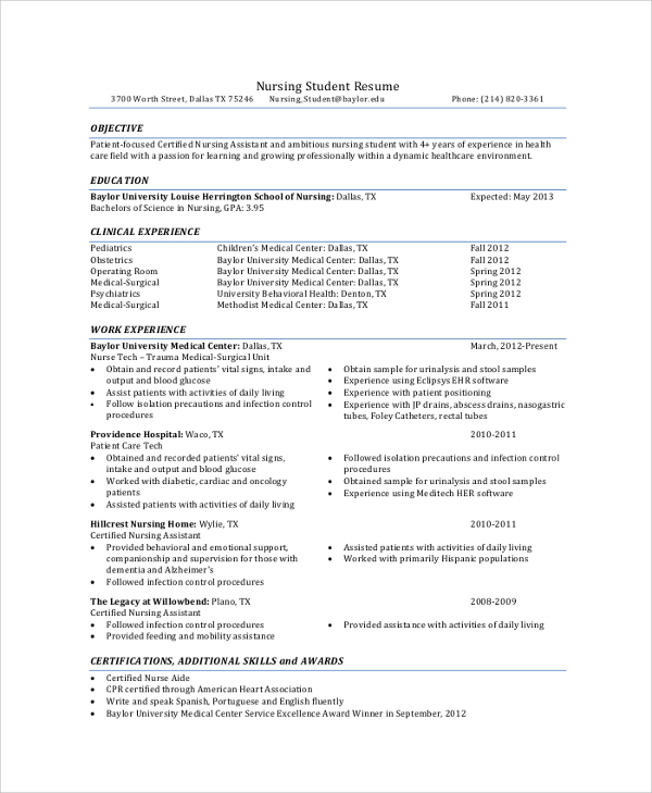 FREE 8+ Sample College Student Resume Templates in PDF ...