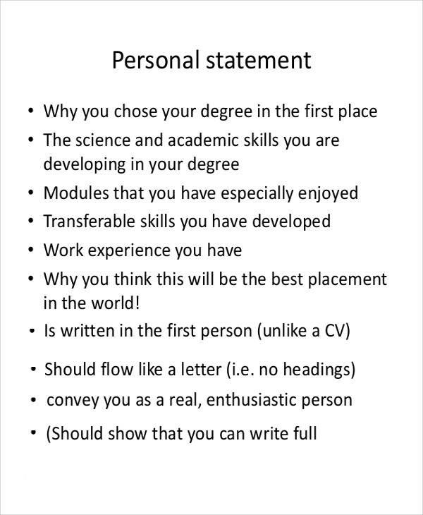 simple personal statement for cv