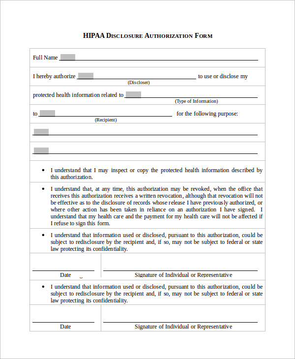 Free Printable Hipaa Forms - Free Templates Printable