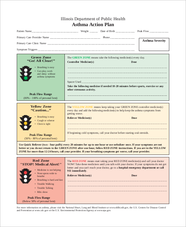 asthma action plan example