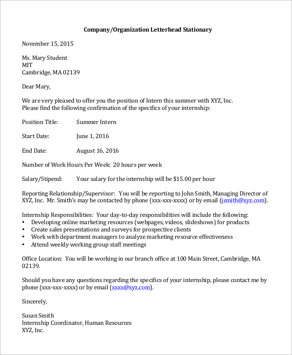 FREE 7  Sample Job Offer Letter Templates in MS Word PDF