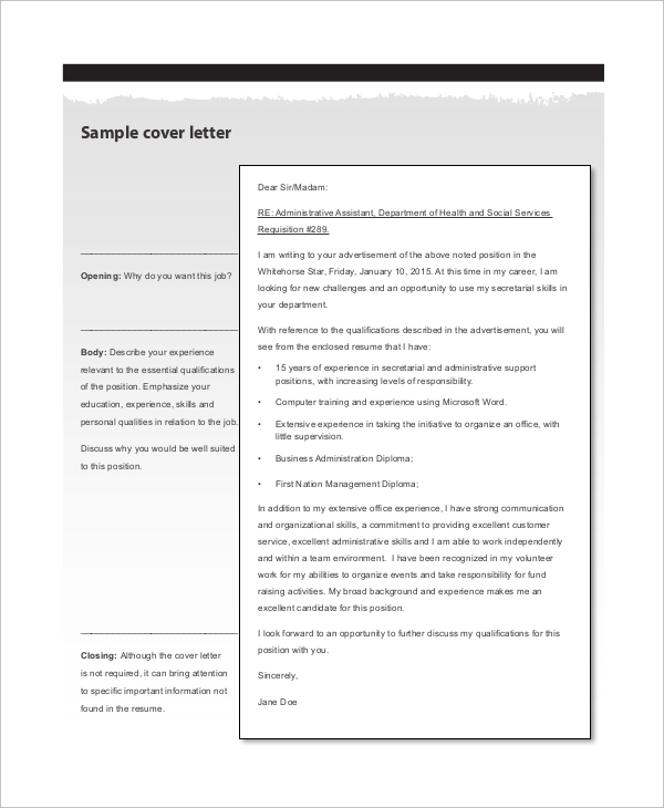 cover letter for administrative assistant job