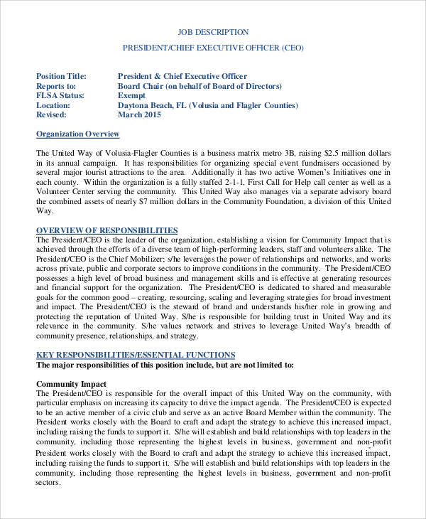 Job Description Ceo Non Profit Organization / What Does The Executive Director Of A Non Profit Organization Do - The chief financial officer (cfo) is responsible for all aspects of the financial operations for the agency.