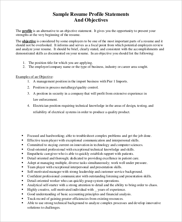 FREE 7+ Sample Resume Objective Examples in PDF