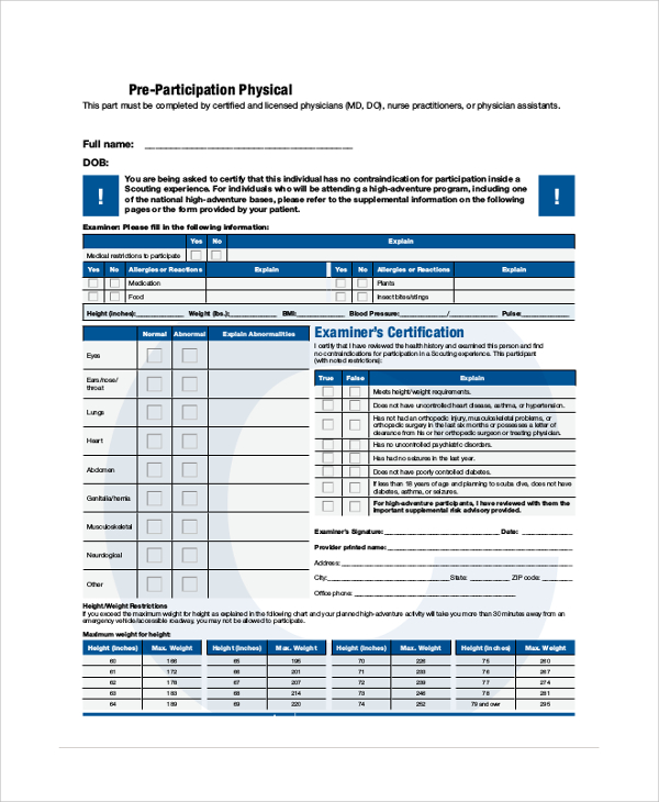 FREE 8 Sample BSA Medical Forms In PDF MS Word