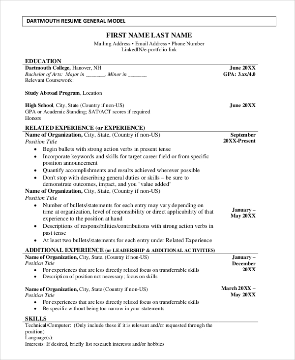 acting resume example