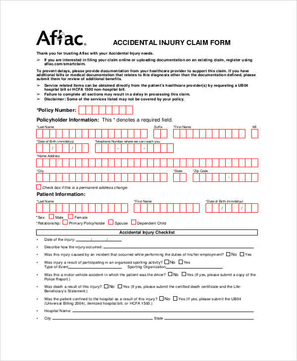 aflac accidental injury claim form